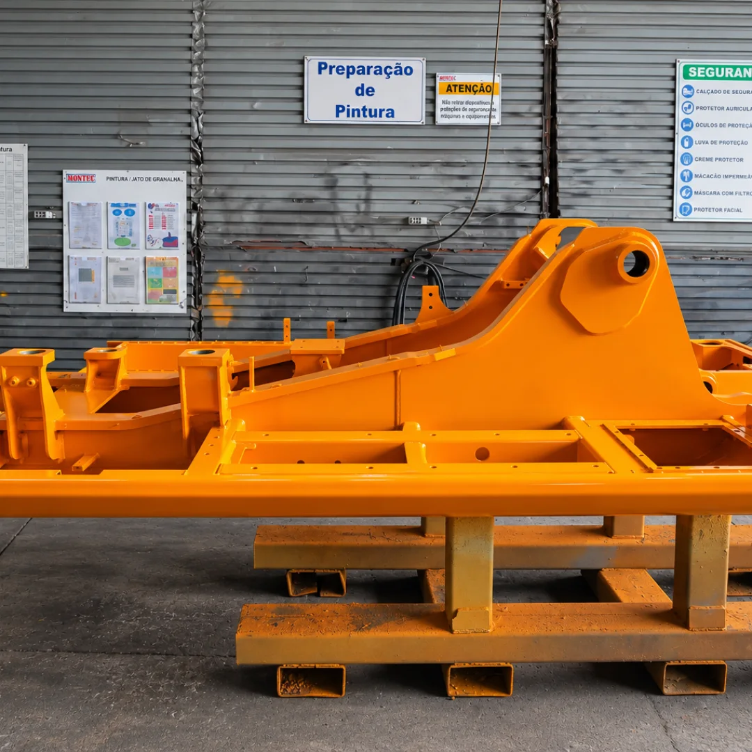 Conjunto metálico fabricado para implemento agrícola de grande porte